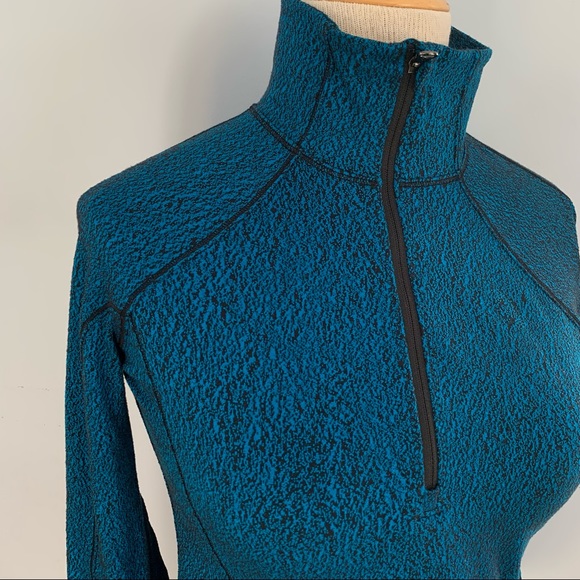 Lululemon Rush Hour aqua blue black print half-zip top Luon Spray Jacquard EUC - Picture 8 of 16